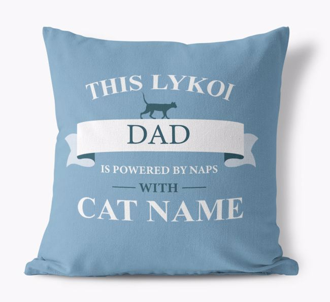 Dad Is Powered by Naps With... : Personalised {breedCommonName} Canvas Cushion 